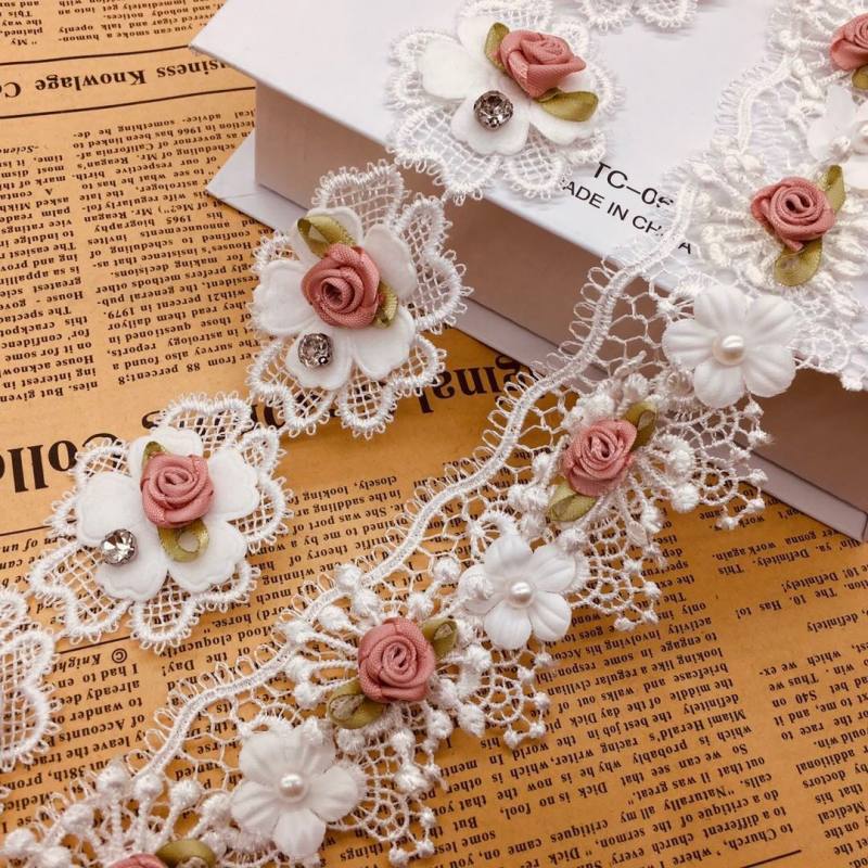 Mesh Fabric Lace Embroidery Floral Trim Edge Sewing For Curtain Bridal  Dress DIY
