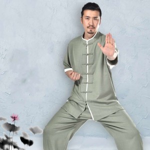 Tai Chi clothing for men cotton linen breathable chinese kung fu uniforms tai ji quan wushu martial art morning exercises practice short sleeved clothes