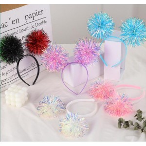 Children's bling jazz dance cheerleader performance headdress birthday carnival party cosplay hair hoop shiny Hairball Hair Accessories Laser Headbands