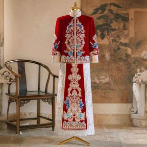 Men's Xiuhe Clothing  Chinese Wedding party BrideGroom Wedding Toast Dress Dragon Phoenix Robe Men's Tang Suit photos shooting model Show gown