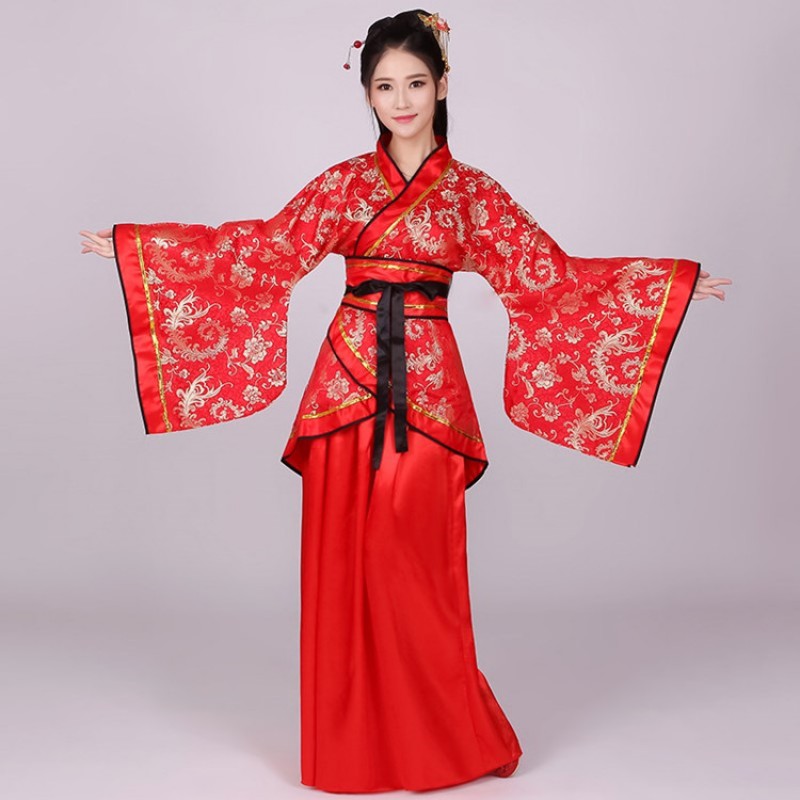 Women\'s Chinese folk dance costumes pink red colored ancient ...