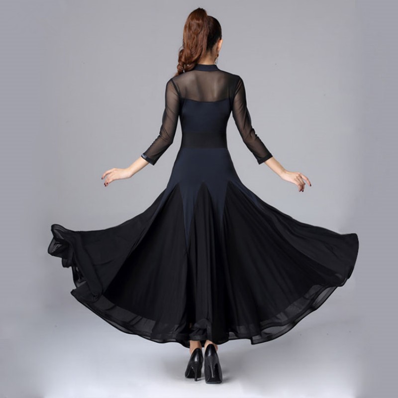 Black ballroom dresses for women female robe de flamenco waltz tango ...
