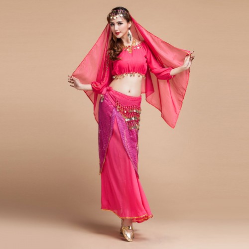 Bollywood Indian queen belly dance dress belly stage performance costumes  for women Adult belly practice dance suit Belly dance plus size performance