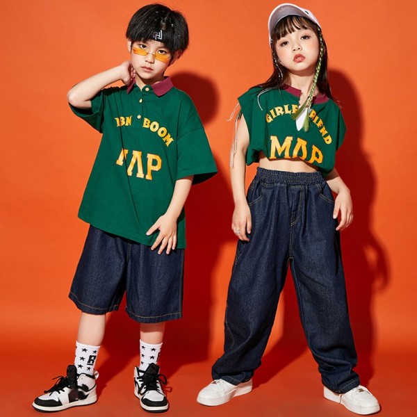 Girls hiphop rapper street jazz dance clothing children hip hop