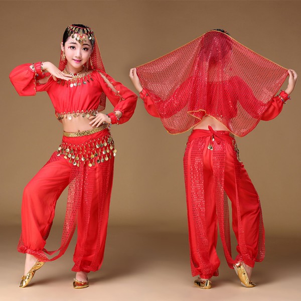 Women Professional 2pcs Outfit Oriental Dance Beads Costume Belly