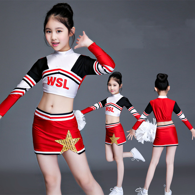 Kids Girls Cheerleading Competition Uniform Team Sports Dress