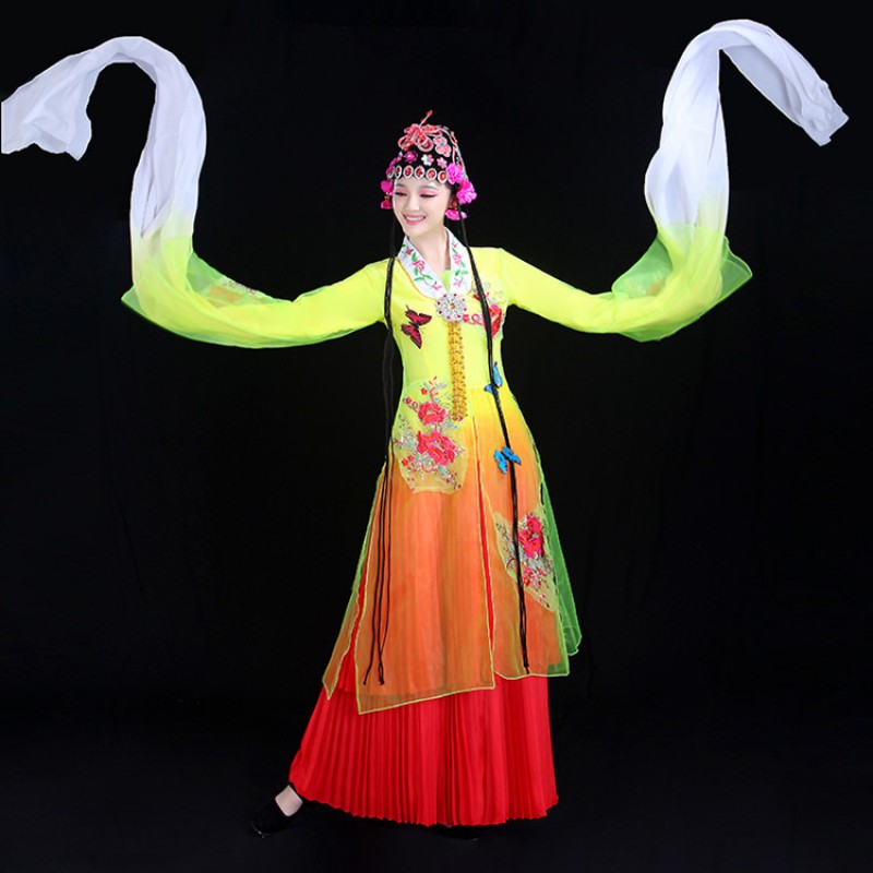 Chinese folk dance costumes for women female  ancient traditional Huangmei  pecking opera fancy clothes drama cosplay clothes dancewear 