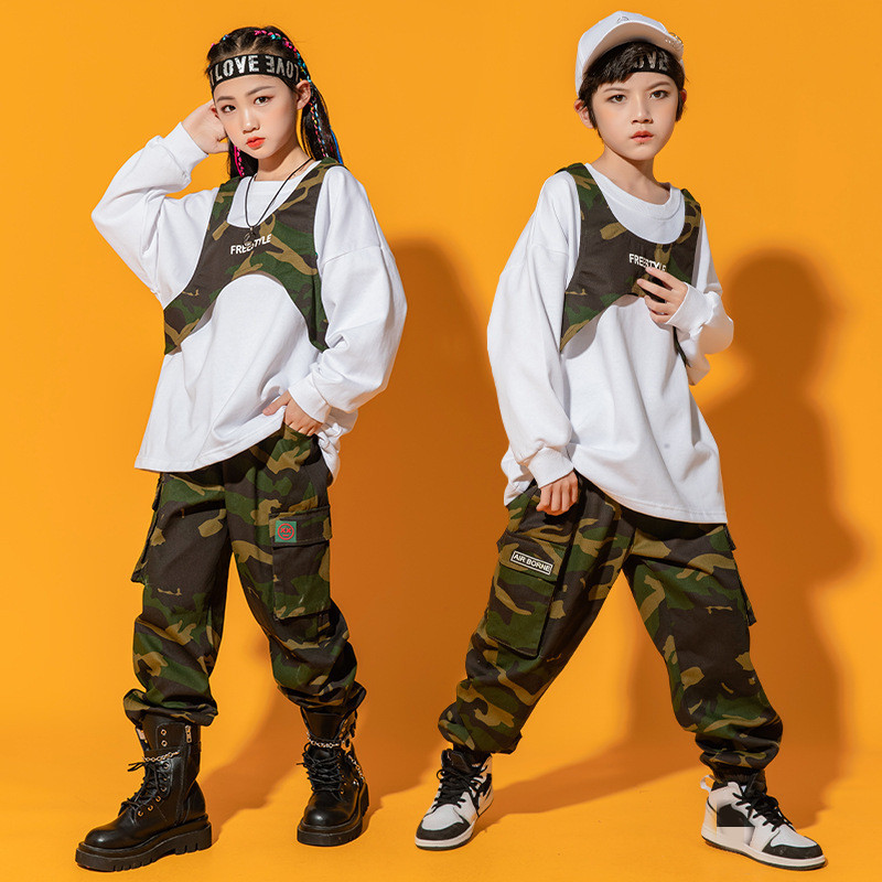 Girls hiphop rapper street jazz dance clothing children hip hop dance  costumes girls catwalk overalls suit children dance outfits