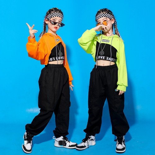 Girls jazz dance costumes girls rapper singers go go dancers stree clothes hip-hop jazz dance practise catwalk model gogo dancers show outfits for kids