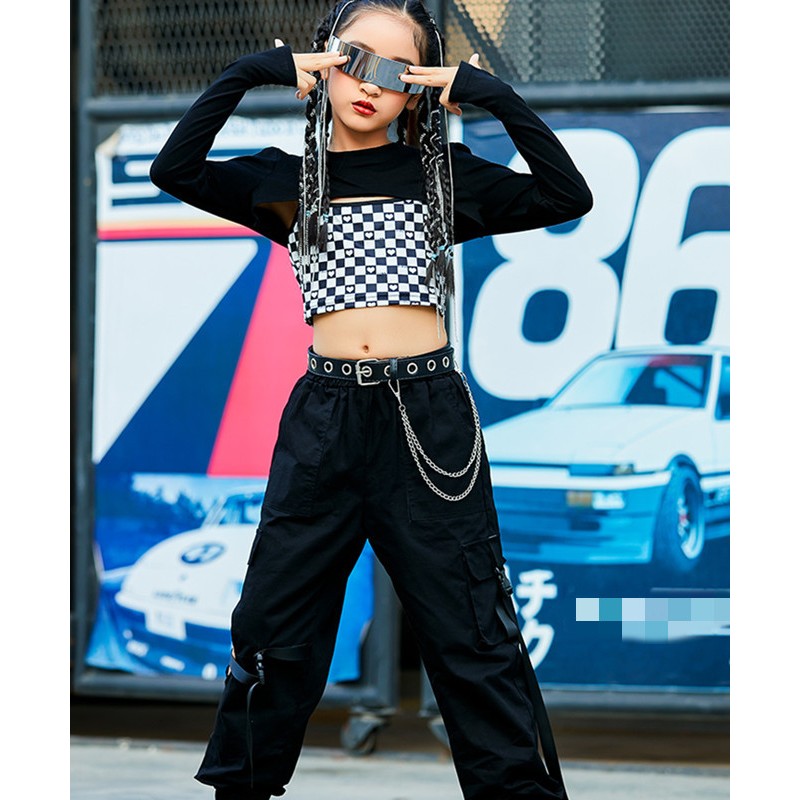 Sequin Crop Top Bras Girl Kids Belly Jazz Hip Hop Dance Wear