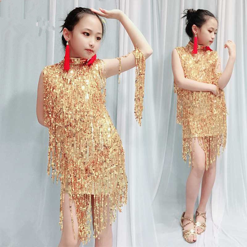 Gold Fringe Mini Dress, Gold Dresses Fringed