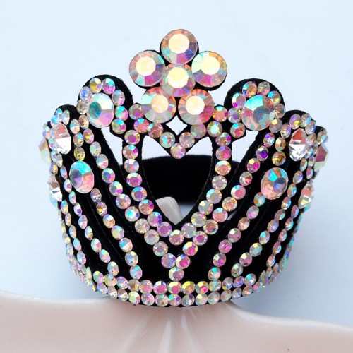 Girls kids Rhinestone Hair tie Crown for Rhythmic Gymnastics figure skating Dance Cheerleading Hair Ring ballroom latin dance competition Hair Jewelry Ball Hair Rope