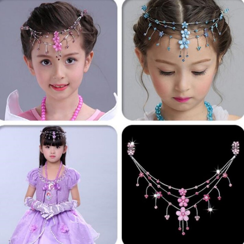 Girls kids stage performance head chain hair accessories latin modern  princess dance fairy headdress- Content : Only one piece head chain