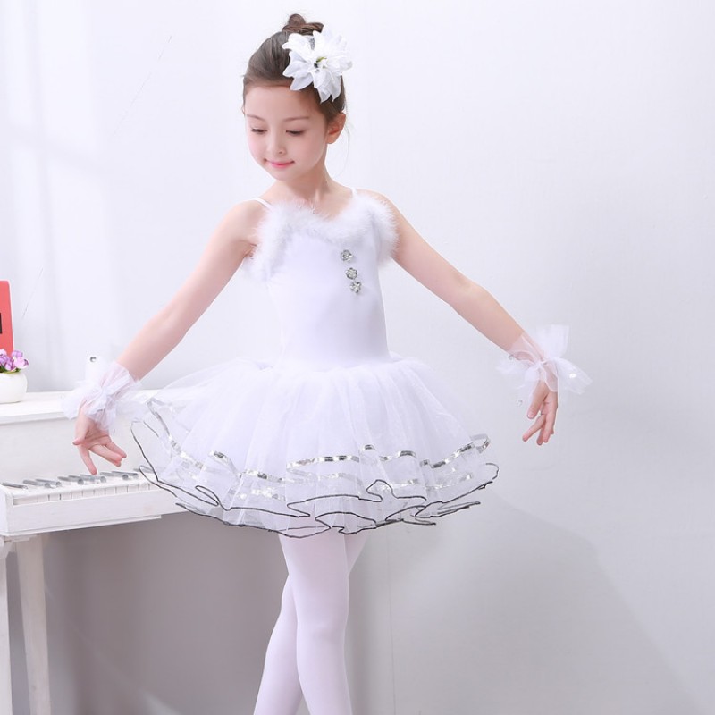 Girls  swan white lake ballet dresses competition stage performance tutu skirt cosplay dress