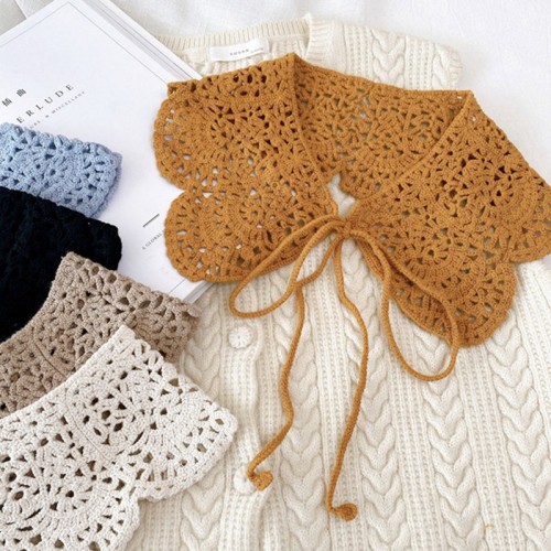 Girls Women cotton Fake Collars Shawl False Collar half Shirt Women Hollow Crochet Detachable Collar Sweater dresses decoration dickey collars