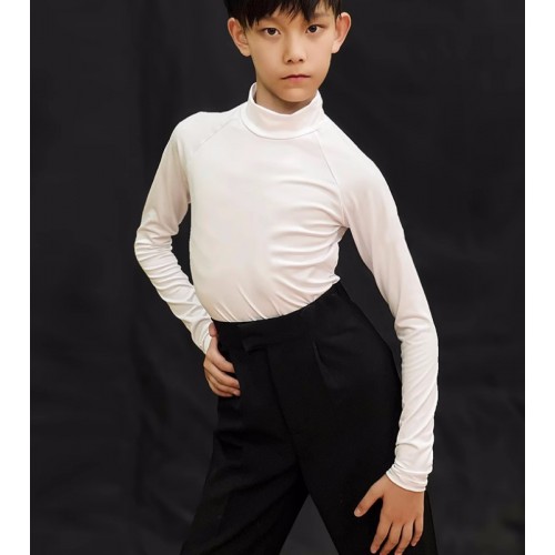 Grey white black army green latin ballroom dance shirts for kids youth juvenile school competition waltz tango latin ballroom dancing tops for kids