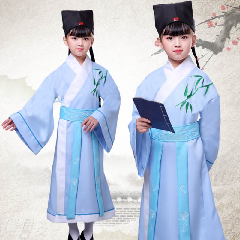 Hanfu traditional Chinese folk dance costumes for boys girls Confucius school uniforms performance dresses