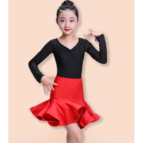 Black and red and lace patchwork fashion girls kids children gymnastics ...