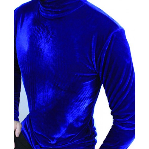Velour Turtleneck Men Shirt  Mens Blue Velvet Velour Shirt
