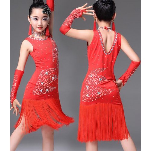 Competition performance latin dress for kids children neon green white ...