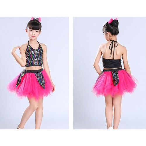 ₪131-Girls Jazz Dance Costume Modern Hip Hop Clothing Tops Pink