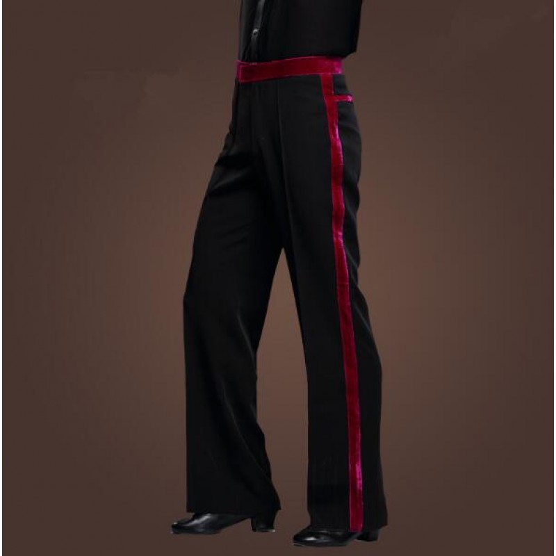 Black red High waist fringe Latin ballroom dance pants for women salsa  rumba flowy side with