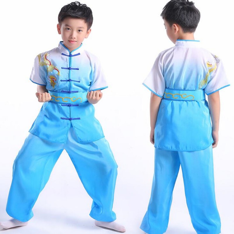 Boys folk dance costumes kongfu martial girls children turquoise ...