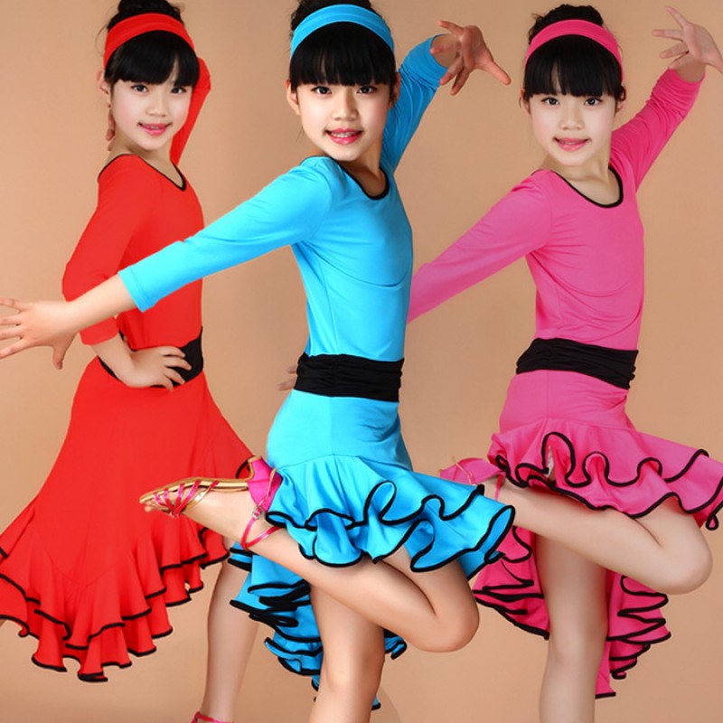 Kids Girls Latin Dance Dress Sleeveless Tassels Backless Skirt Samba Rumba  Cha Cha Dancewear Ballroom Costume