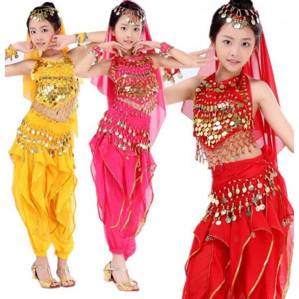 Children Belly Dance Costumes Girls Kids Festival Party Fancy Costume  Bollywood