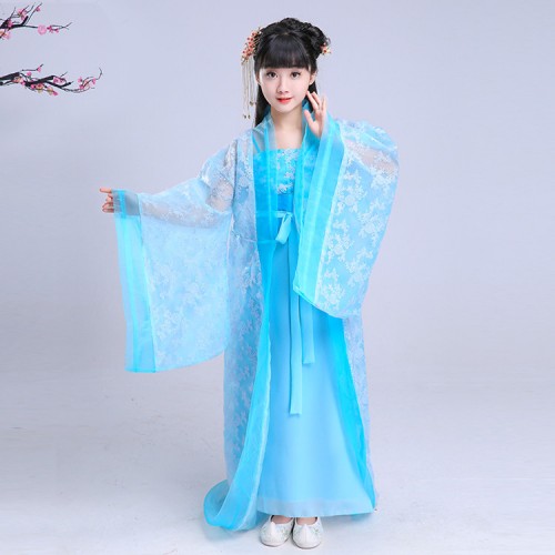 Kids chinese folk dance costumes girls children fairy ancient ...