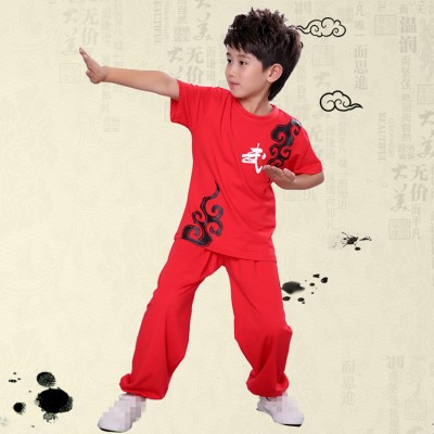 Kids Kung Fu Tai chi costumes boys children school student china traditional martial wushu performance uniforms costumes