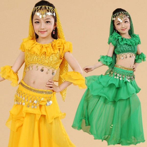 Women's Belly Dance Costumes 5-Piece Belly Dance Dresses Long