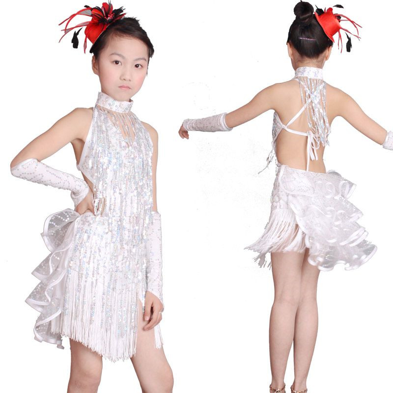 2022 New Latin Dance Competition Dress For Girls White Outfit Rumba Cha Cha  Ballroom Dance Costume Kids Latin Dance Dress BL9823