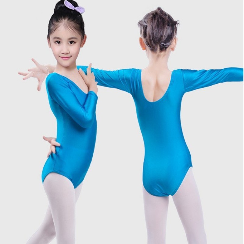 wholesale kids ballet gymnastics leotards long sleeves for girls stage  performance competition tutu ballet dance tops bodysuits-  Material:microfiber and spandex ( stretchable fabric)Content