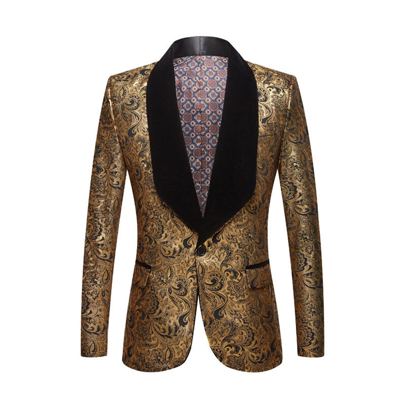 Men's jazz dance gold blazers colo concert rehearsal dress suit for ...