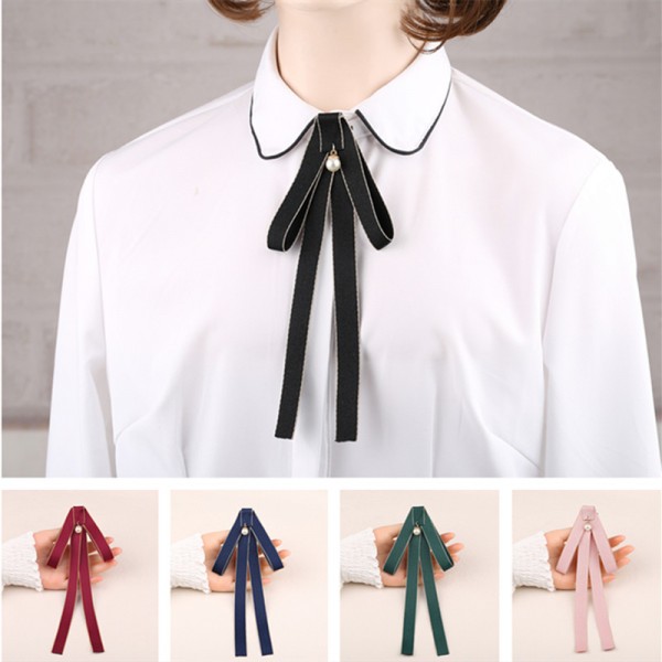 Office lady Shirt Bow Tie Lace Ribbon stage performance jk College Style  British Ribbon tie for collar decoration Sweet Black pink dark green Collar 