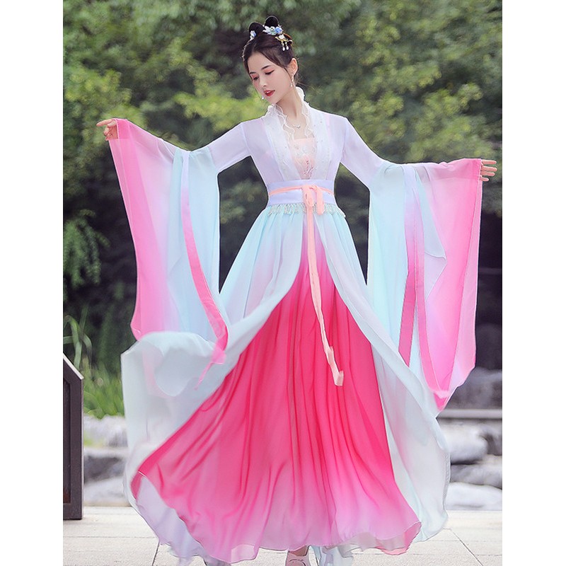Pink with blue gradient Hanfu Fairy Chinese Princess dress For women ...