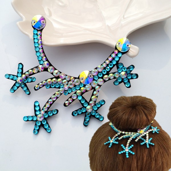 Cube Rhinestone Head Ropes for Girl Personality Geometry Hair Tie