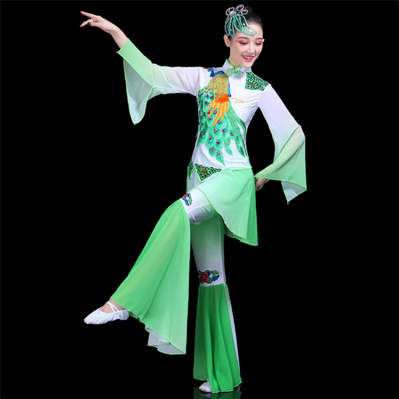 Women\'s chinese folk dance costumes peacock pattern yangko ancient ...