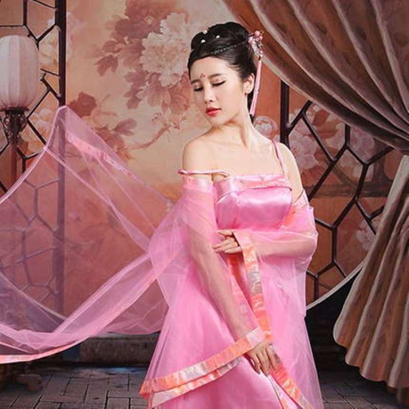 Hot pink fuchsia gradient Princess Chinese Costume Women Fairy