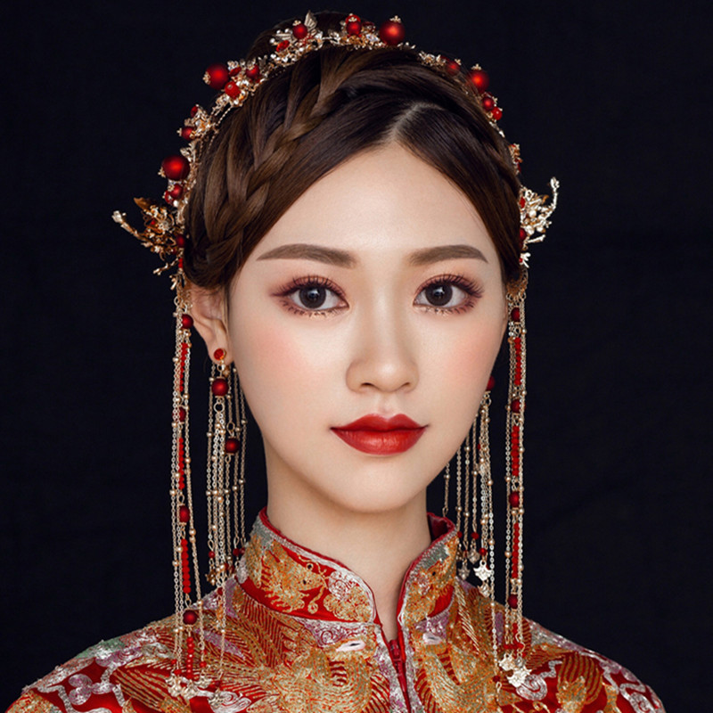 Chinese wedding party bridal hair 