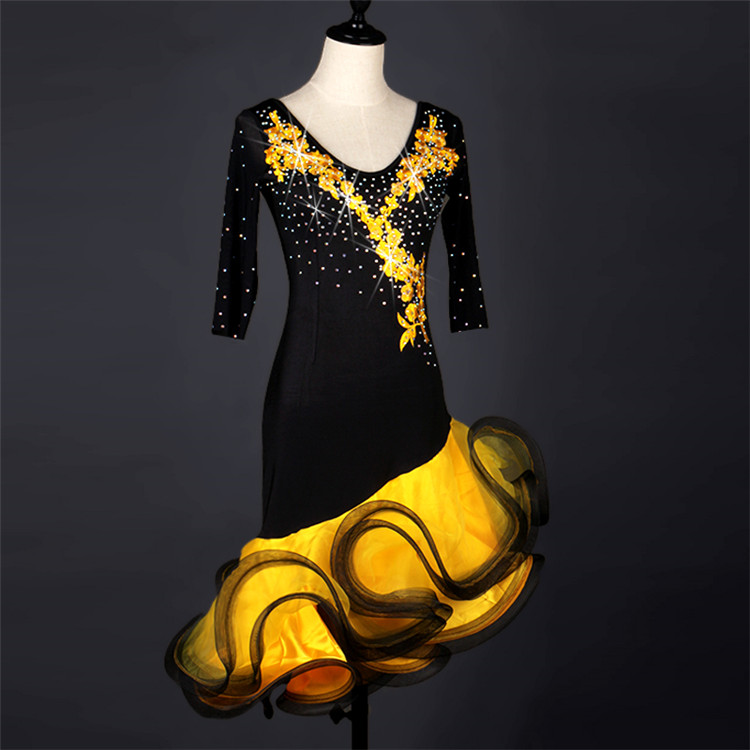 black with yellow dress