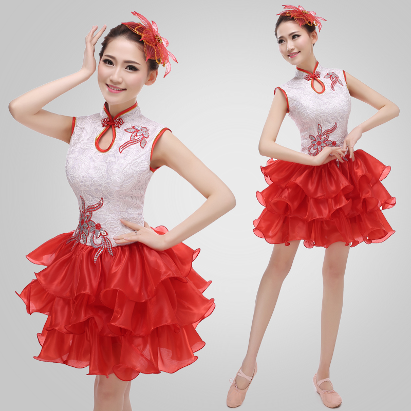 red lace dance costume