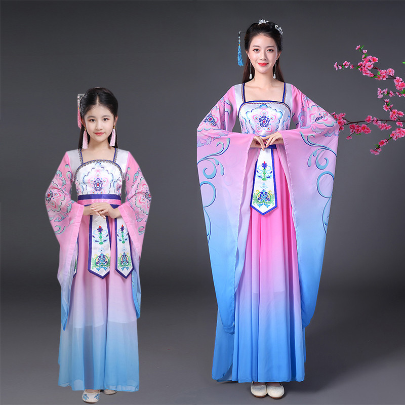 Details about   Girl Chinese Tradition Han Fu Costume Kids Embroidered Dance Party Dress Cosplay